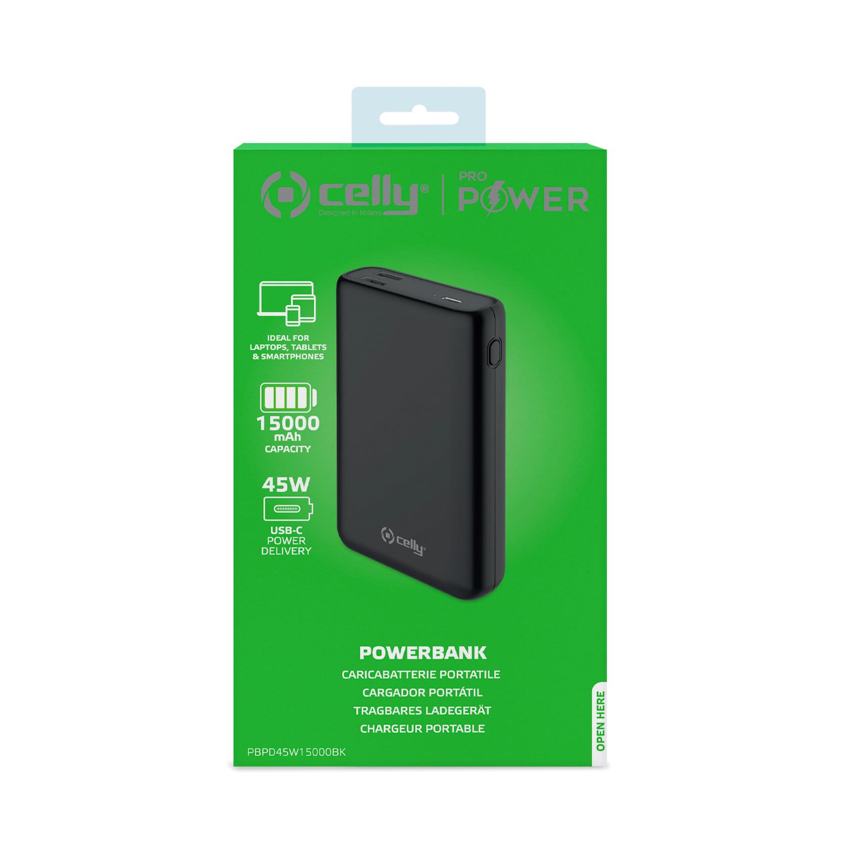 Celly Power Bank PD 45W 15,000 Mah
